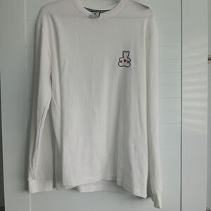 White Waffle Knit, long-sleeved t-shirt embroidery Of A Bear ❤️